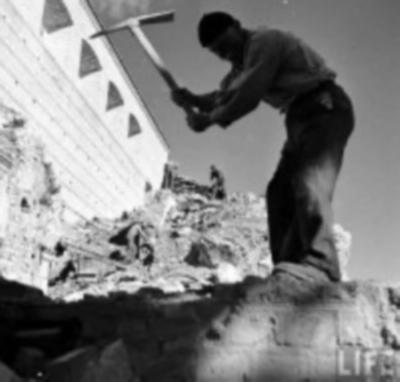 The rebuilding of Monte Cassino Abbey workers