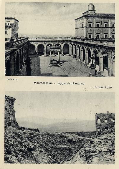The Bombing of Monte Cassino Abbey then and now picture